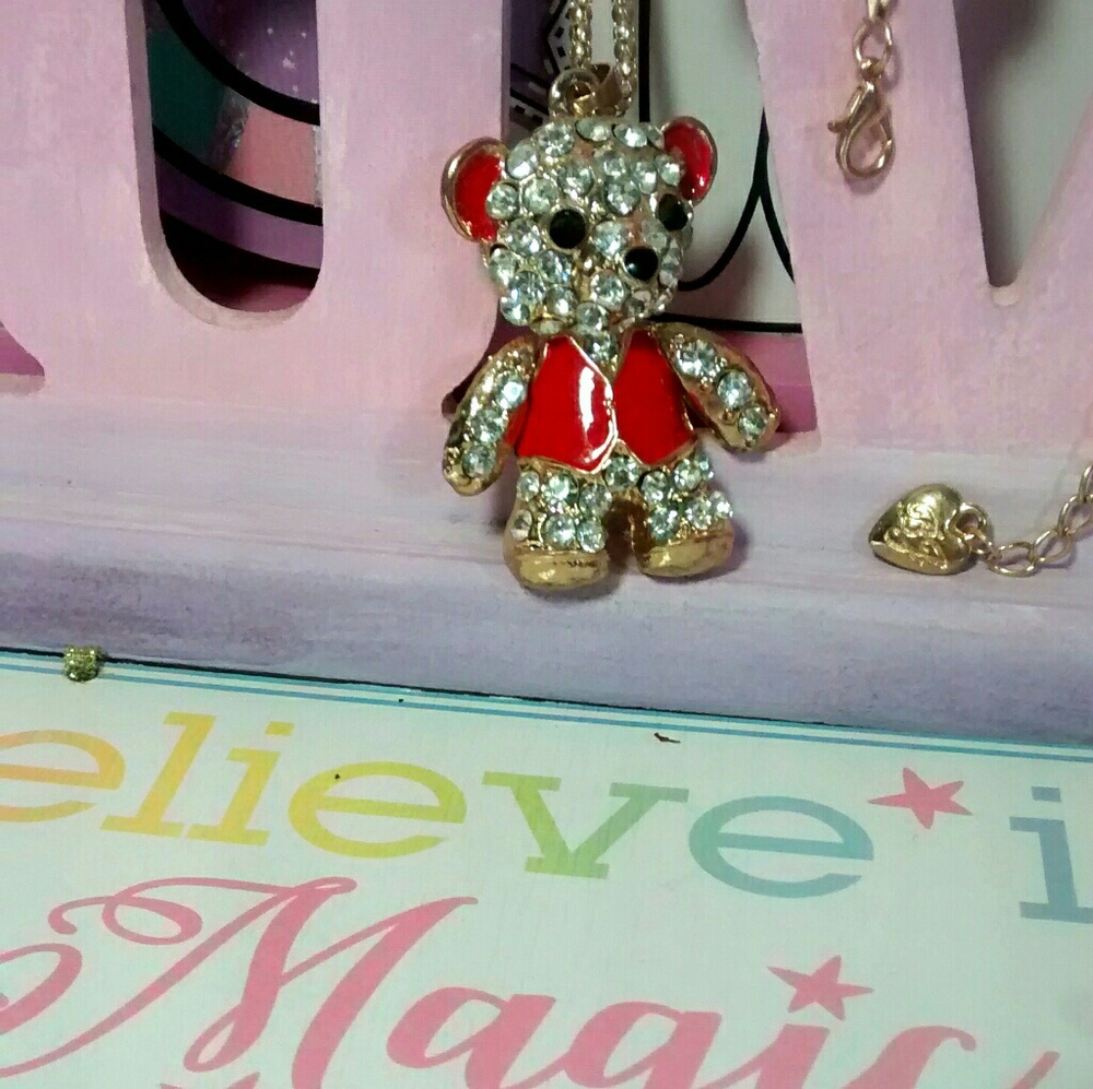 Betsey Johnson red bear necklace